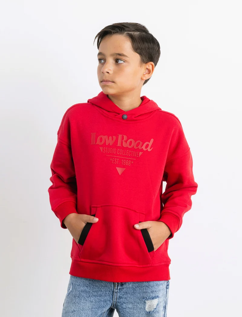FELPA CON CAPPUCCIO - Rosso