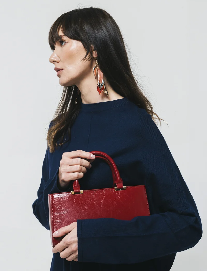 Pullover Mezzo Collo con Spacchi Fianchi - Blu