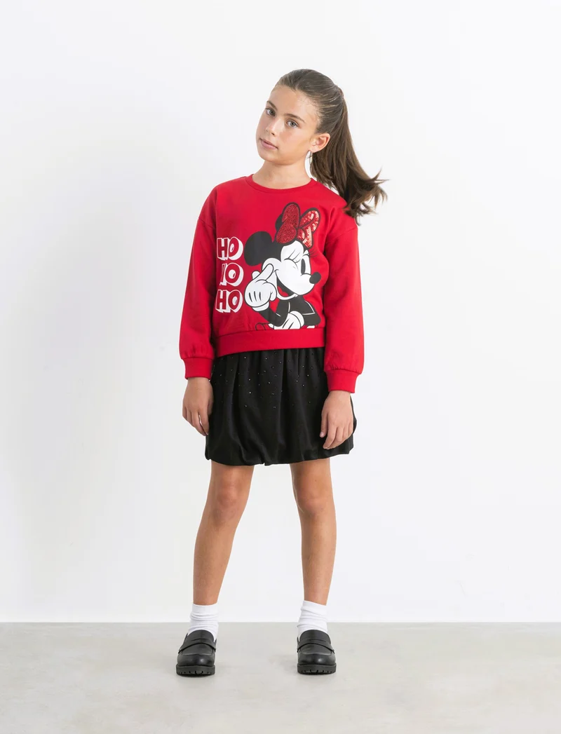 Felpa natalizia con stampa Disney Minnie - Rosso