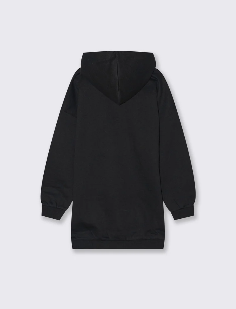 Abito in felpa con cappuccio con stampa natalizia Stitch. - Nero