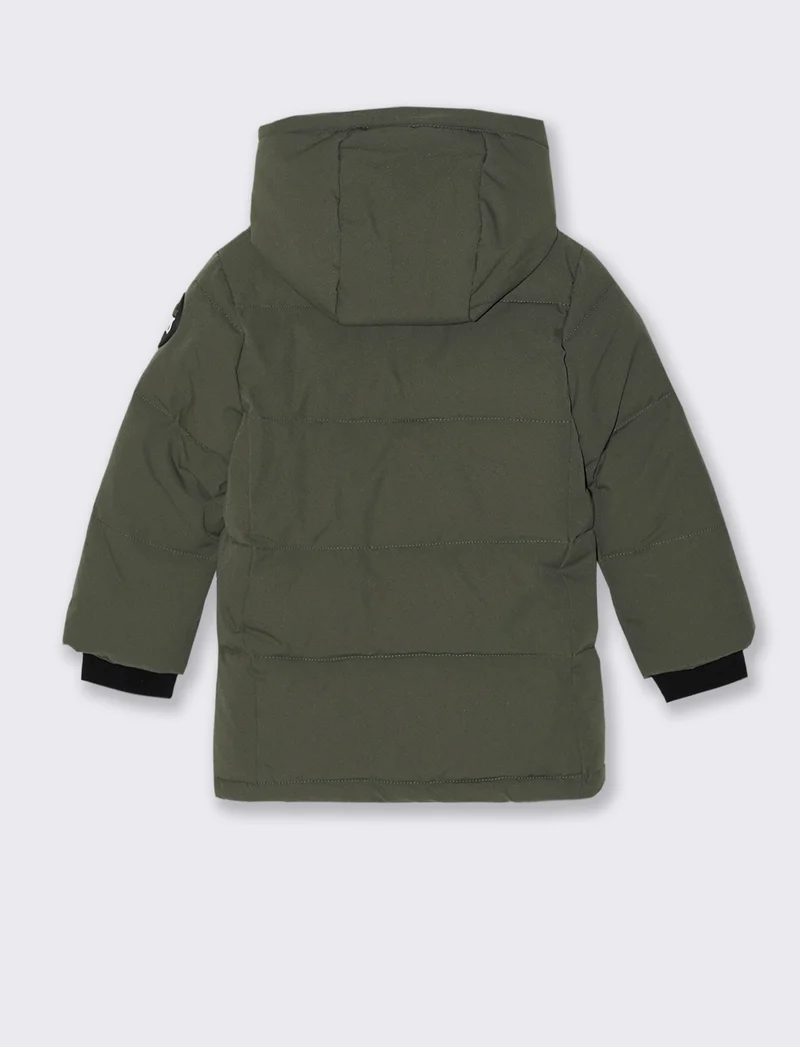 Giaccone con cappuccio e tasche - Verde