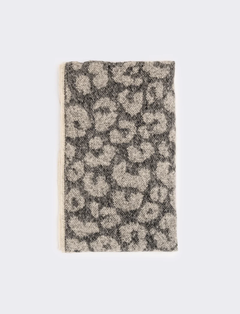 Sciarpa asimmetrica leopardata donna - Grigio