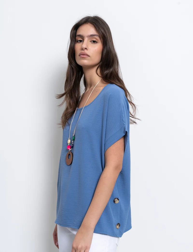 Casacca in viscosa con bottoni sul lato - Denim