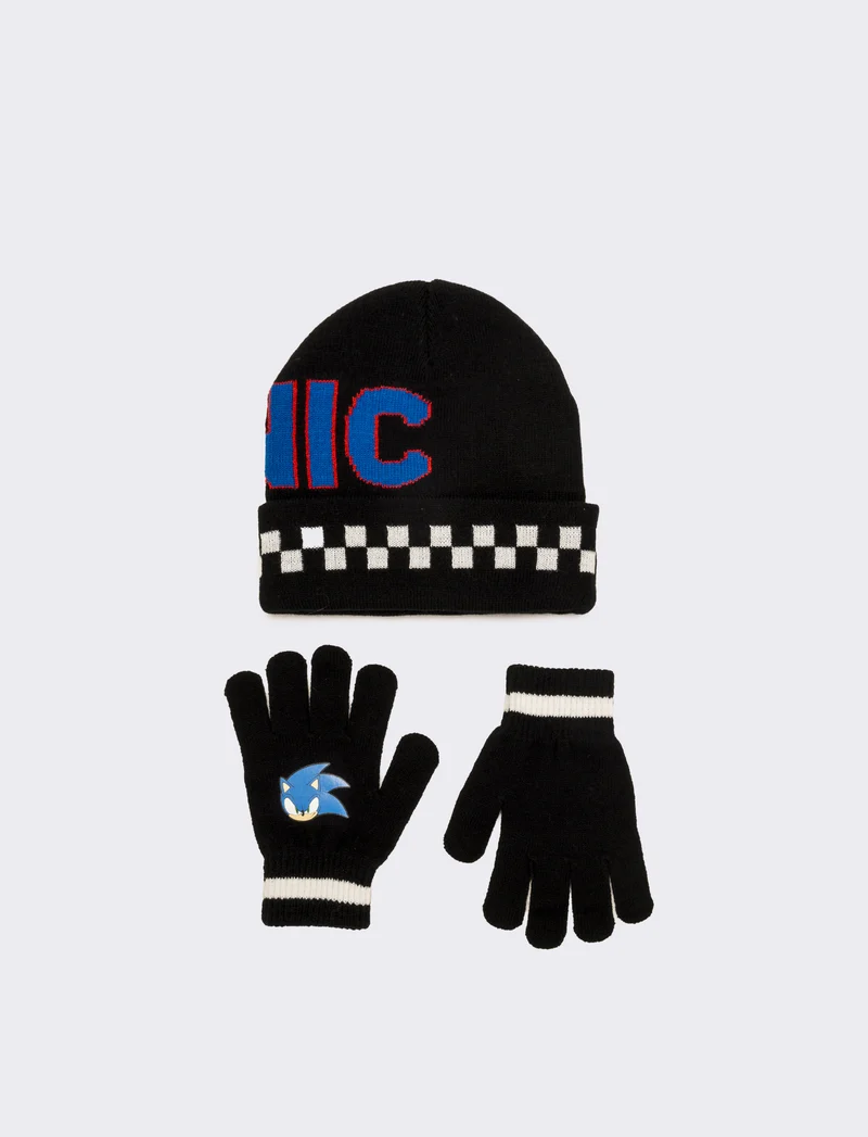 Cappello + guanti sonic bambino - Nero