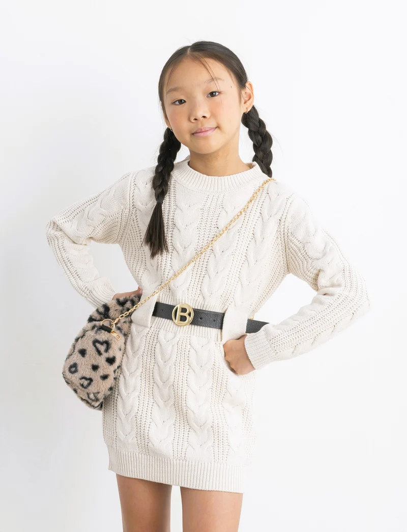 Abito con cintura - Beige