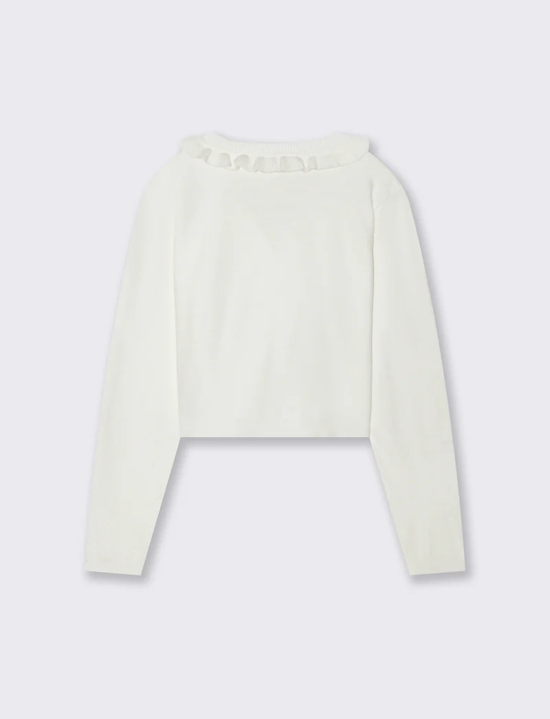 Cardigan scollo a V - Bianco latte