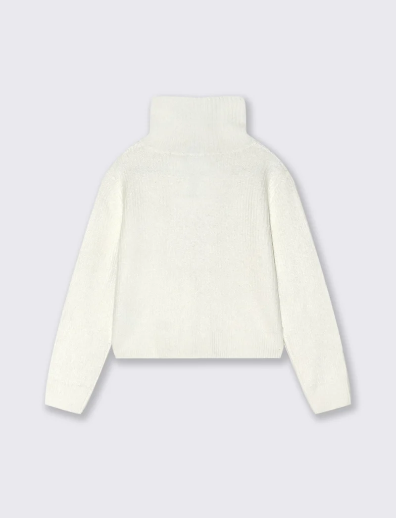 Maglia modello cardigan con zip. - Bianco latte