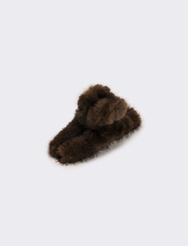 Pinza donna con pelliccia - Marrone
