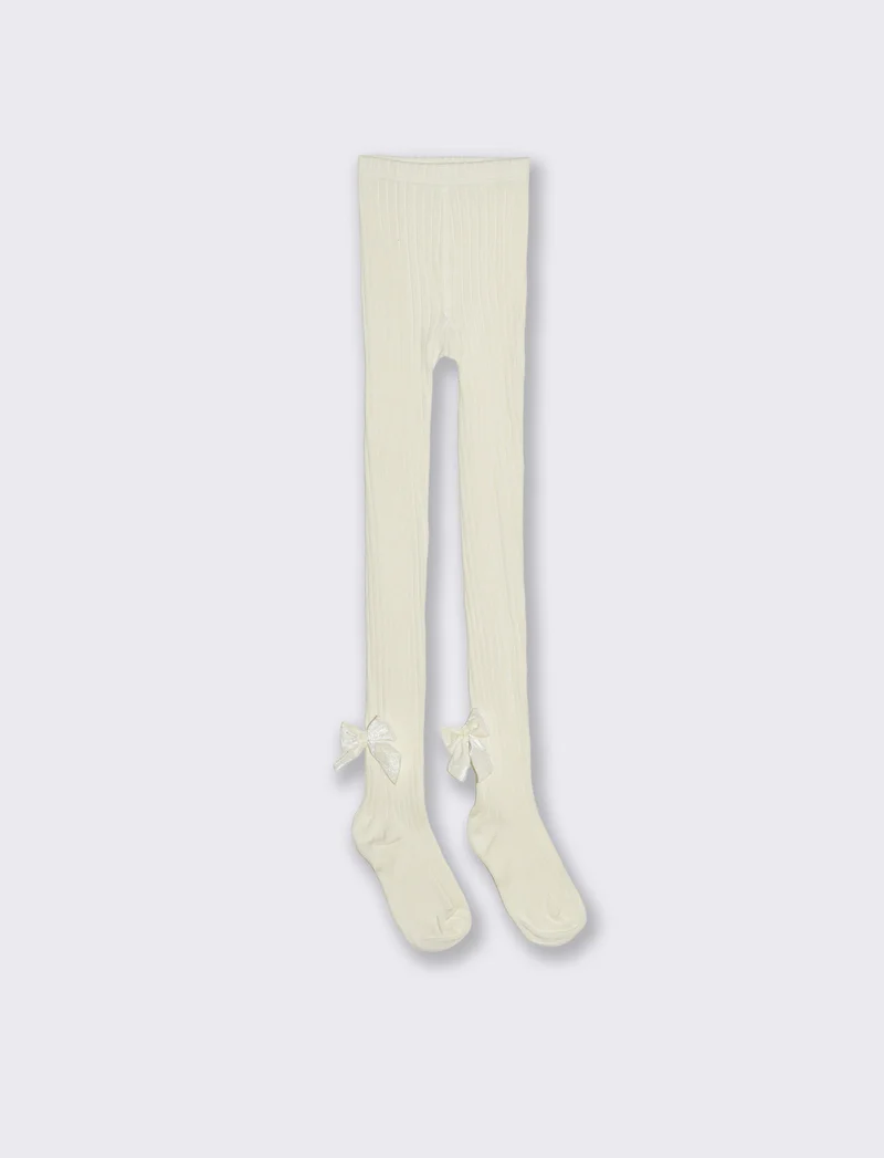 Calze con fiocco in velluto. - Bianco latte