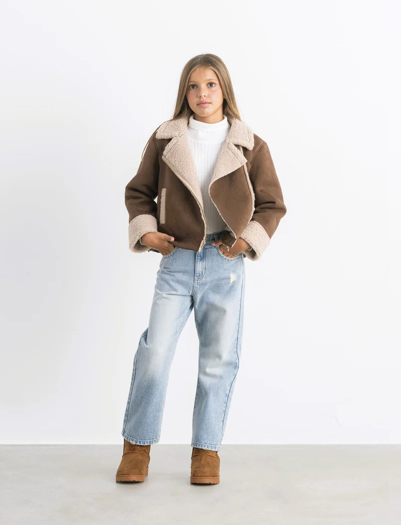 Giacca stile biker bambina - biscotto