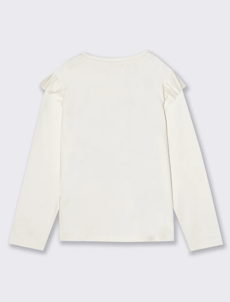 T-shirt da bambina manica lunga - Bianco sporco
