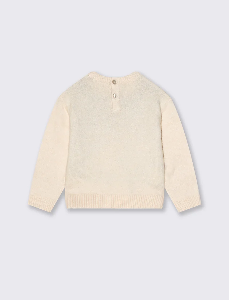 Maglia girocollo con applicazioni - Beige