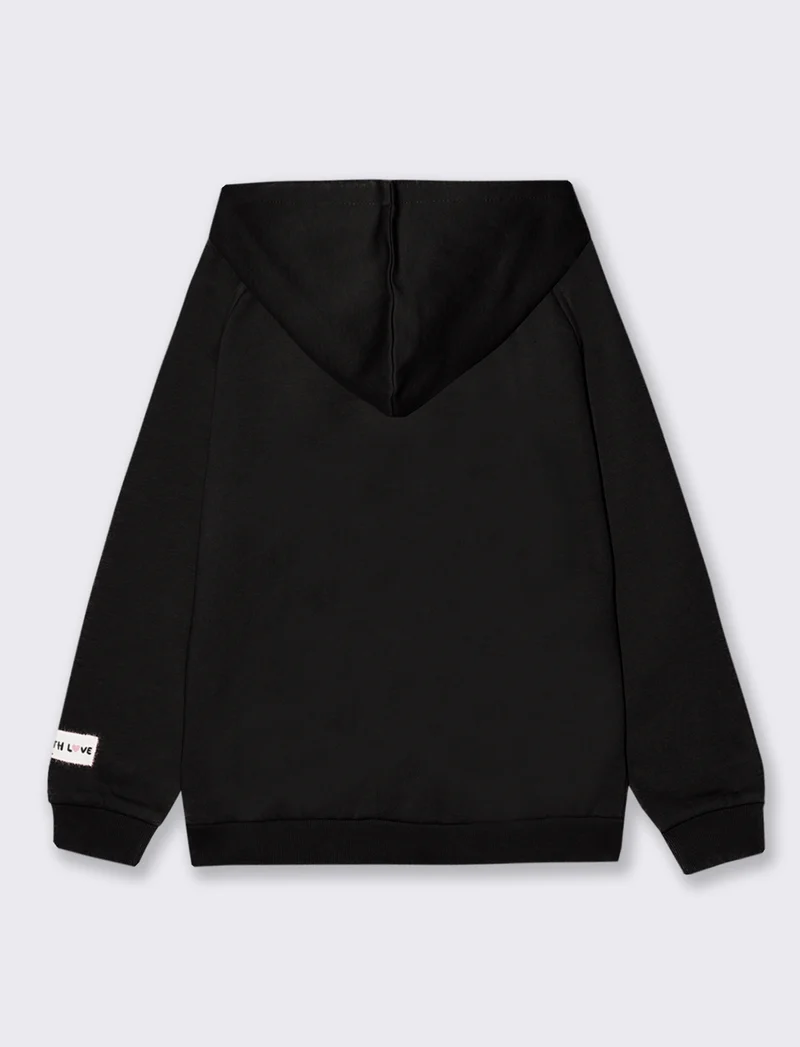 Felpa aperta avanti con zip. - Nero