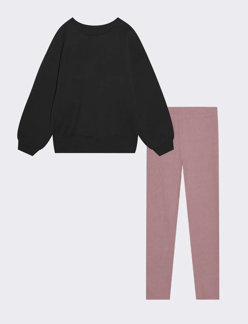 Completo felpa+leggings - Nero