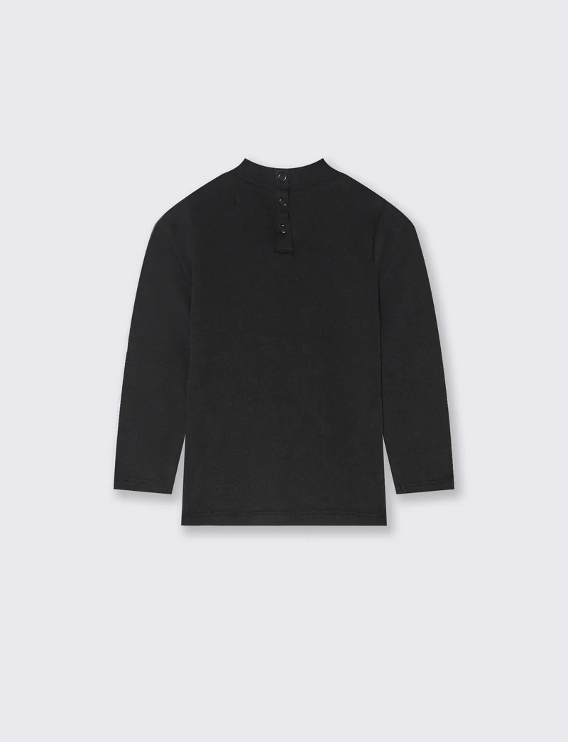 T shirt basica con ricamo - Nero