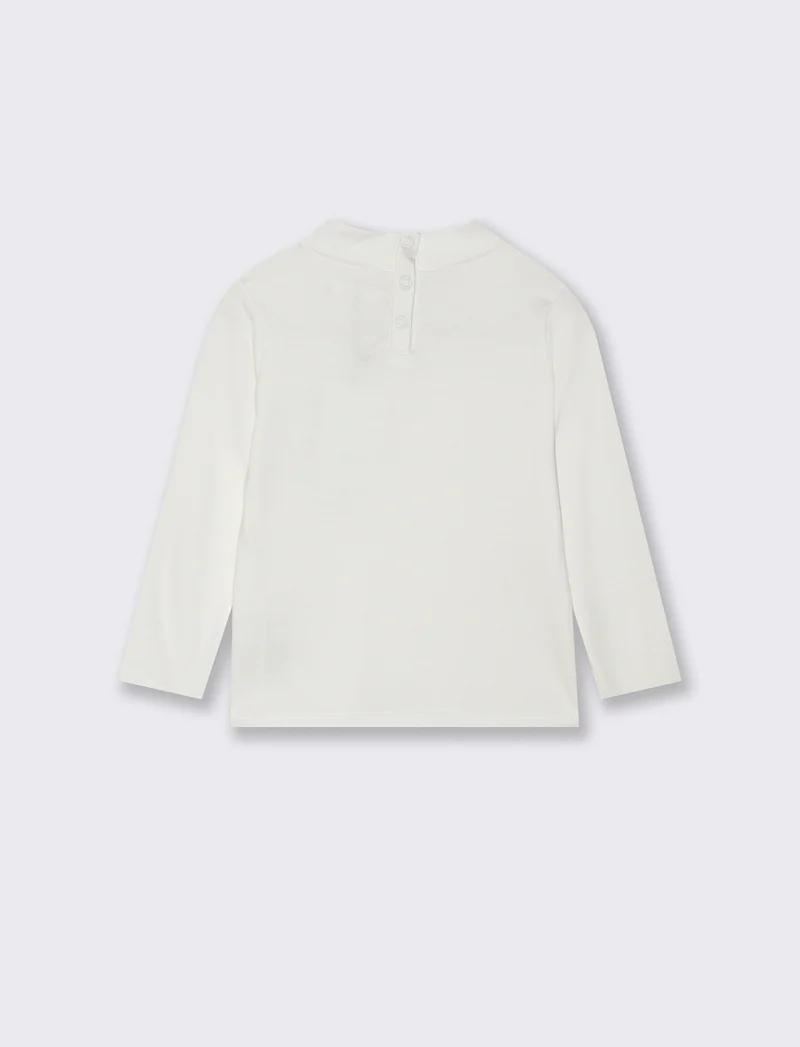 T shirt basica con ricamo - Bianco