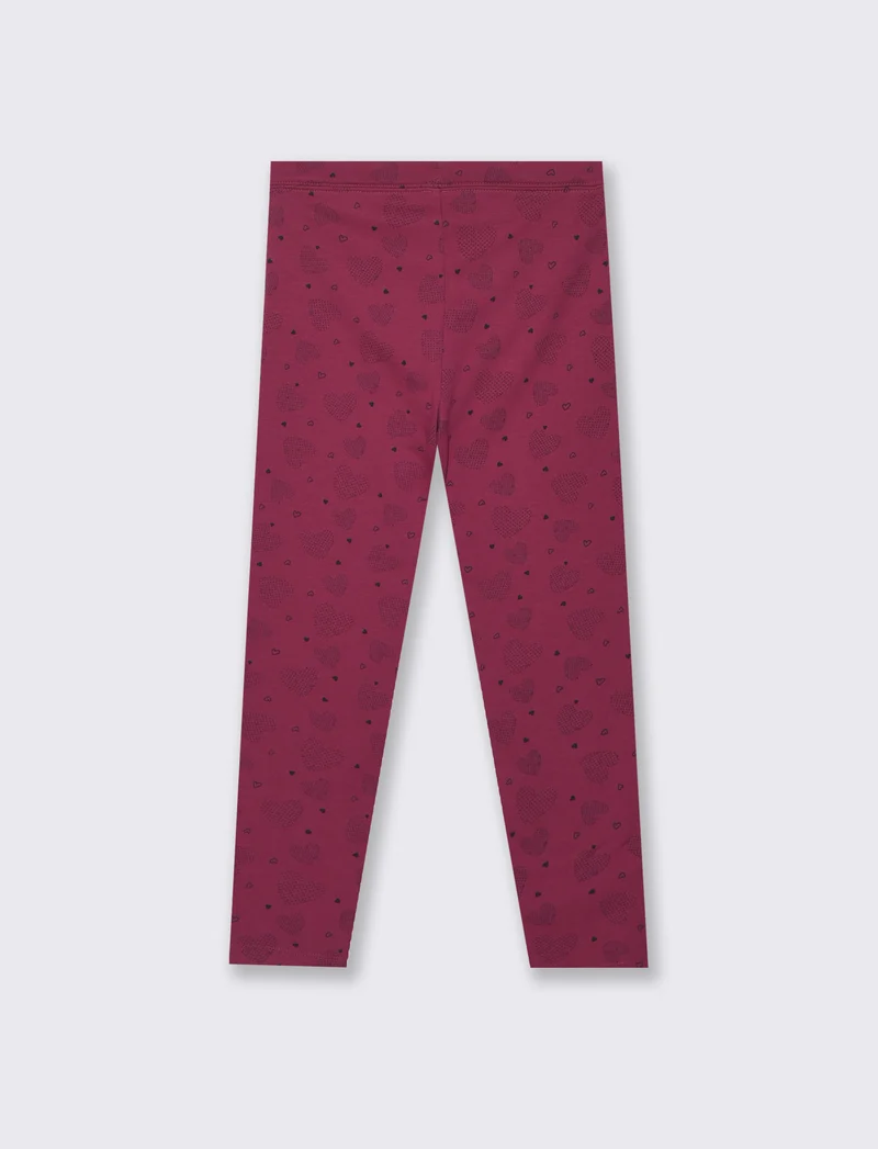 Leggings garzato fantasia - Rosso amarena
