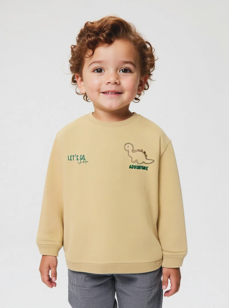 Felpa con stampa - Beige