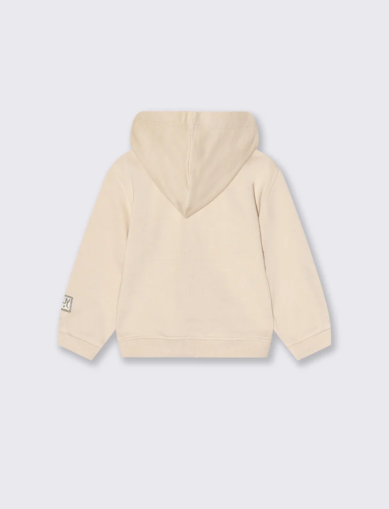 Felpa con zip e applicazione - Beige