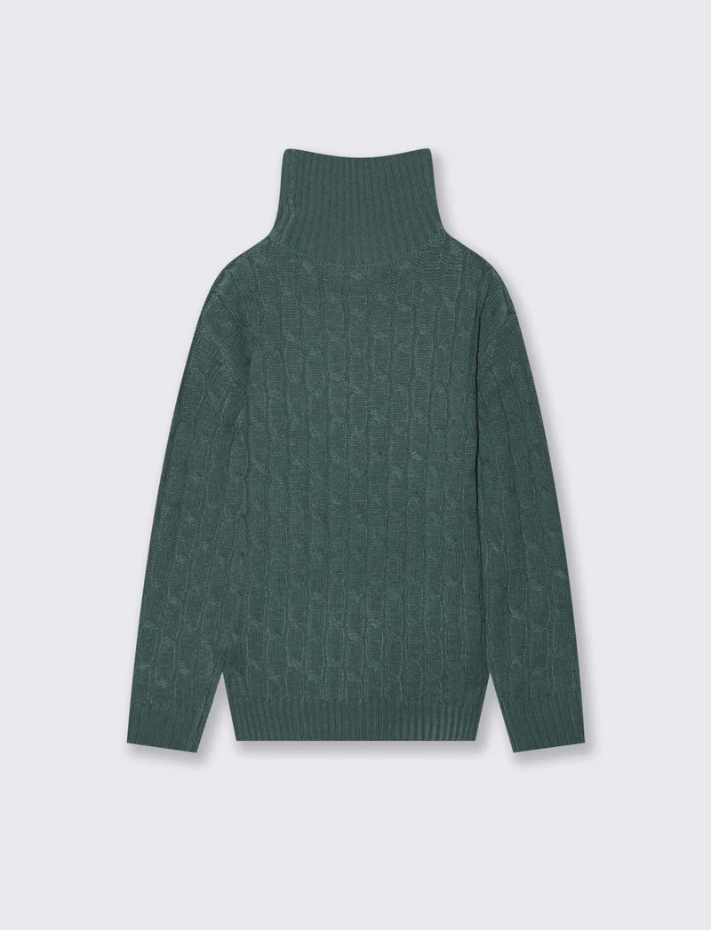 Maglia collo alto a traccia. - Verde