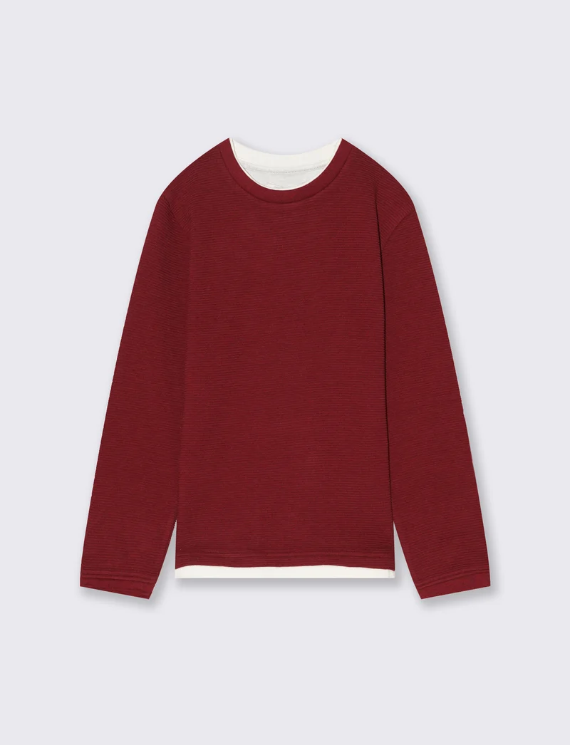 T-shirt tessuto rigato. - Bordeaux