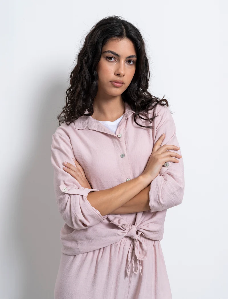 Camicia con nodo al fondo per donna - Rosa