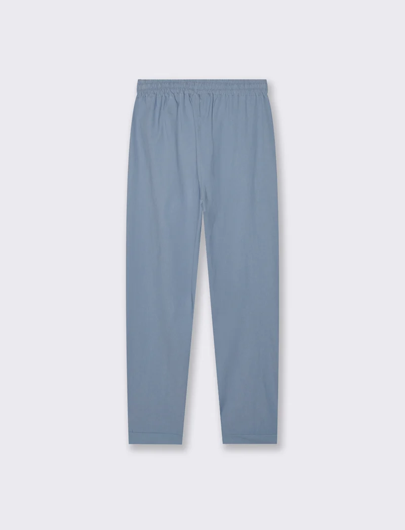 Pantalone in tessuto elasticizzato con coulisse in vita - Denim