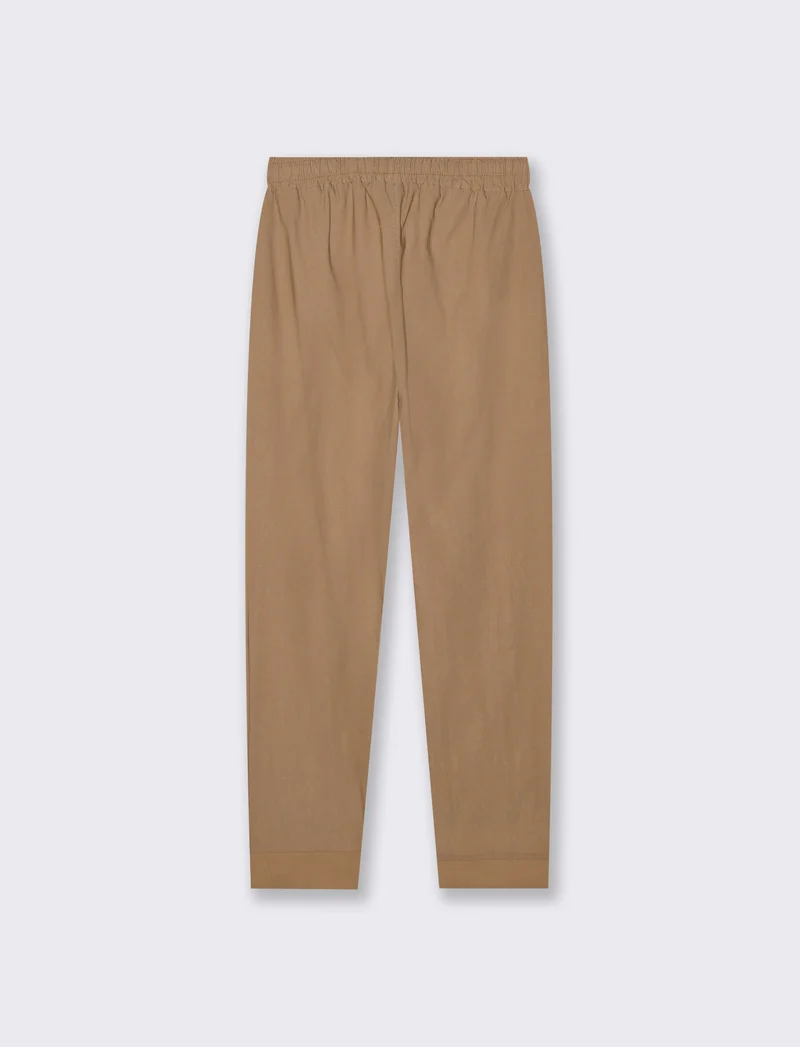 Pantalone in tessuto elasticizzato con coulisse in vita - Cammello