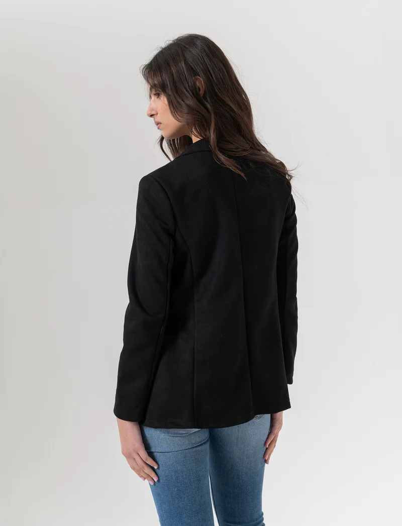 Giacca monopetto in tessuto scamosciato - Nero