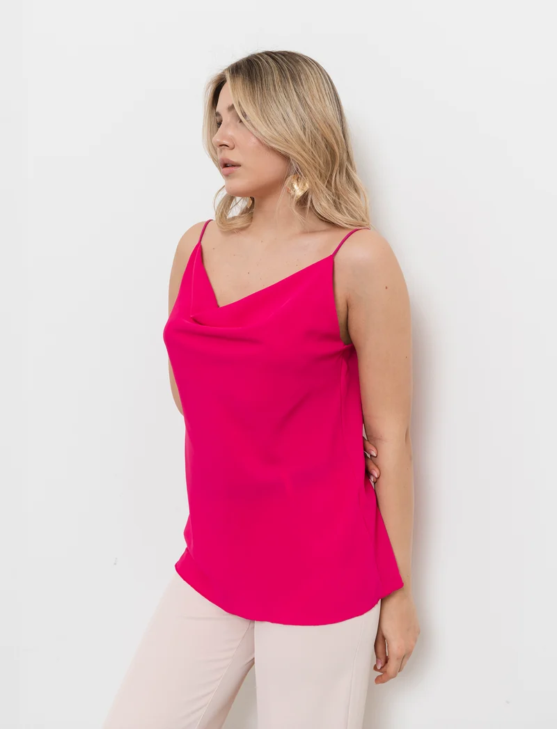 Top raso con bretelline elastiche - Fuxia azalea