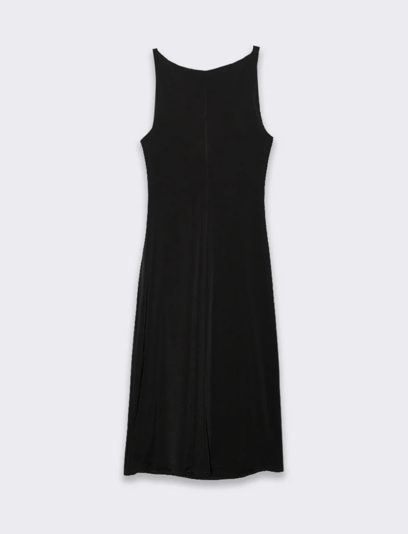 Vestito lungo smanicato elastico donna - Nero