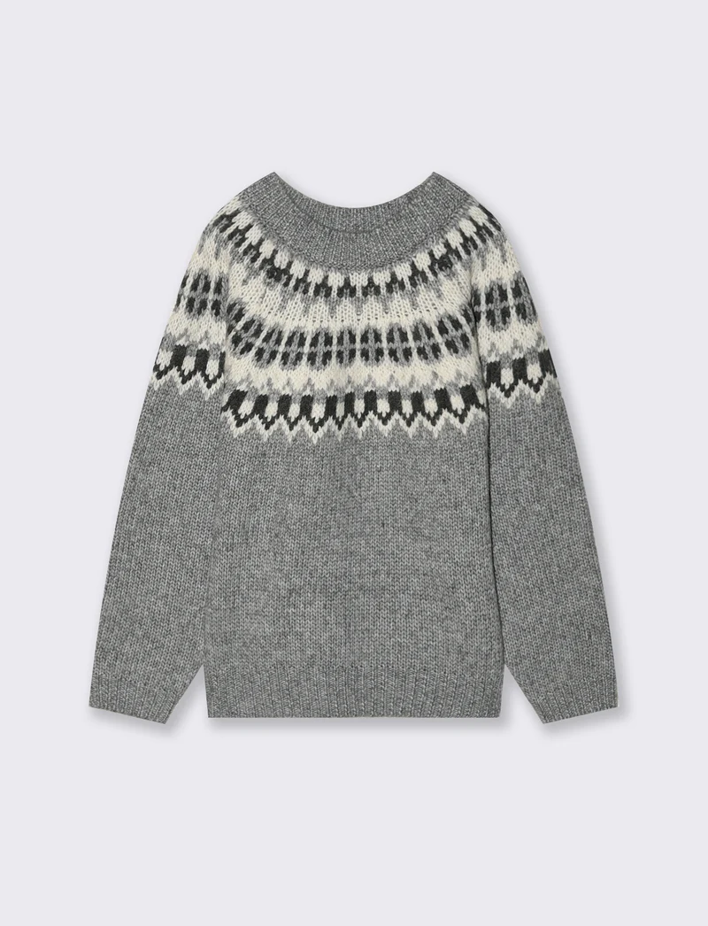 PULLOVER IN MAGLIA JACQUARD - Grigio