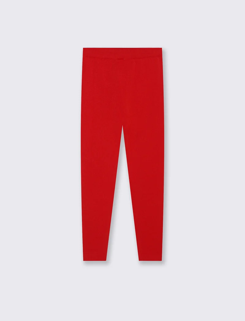 Leggings invernali da bambina in filato elastico. - Rosso