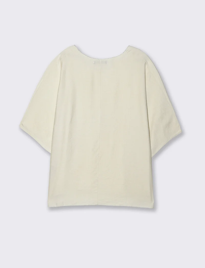 Tshirt over con dettagli in lurex per donna - Bianco gesso
