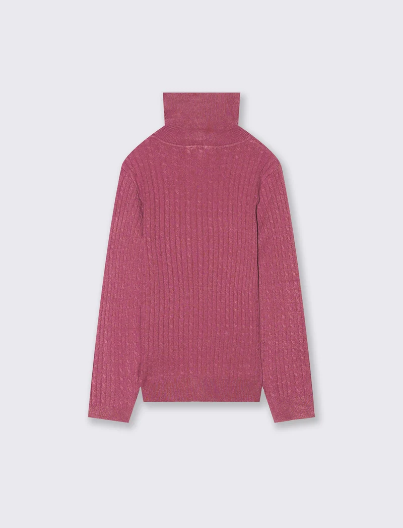 Maglia collo alto con trecce. - Viola malva