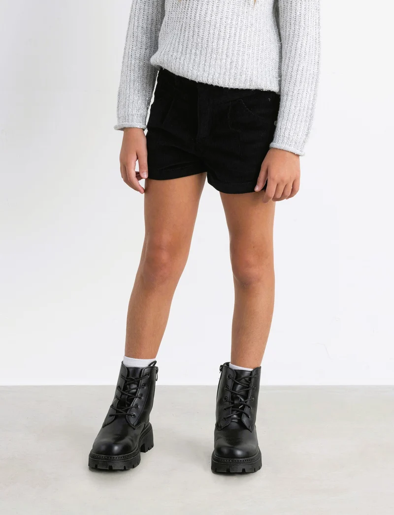 Short in velluto elastico da bambina - Nero