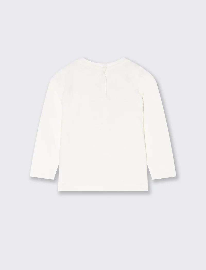 T shirt basica con stampa - Bianco latte