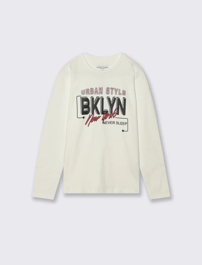 T-SHIRT MANICA LUNGA - Bianco latte