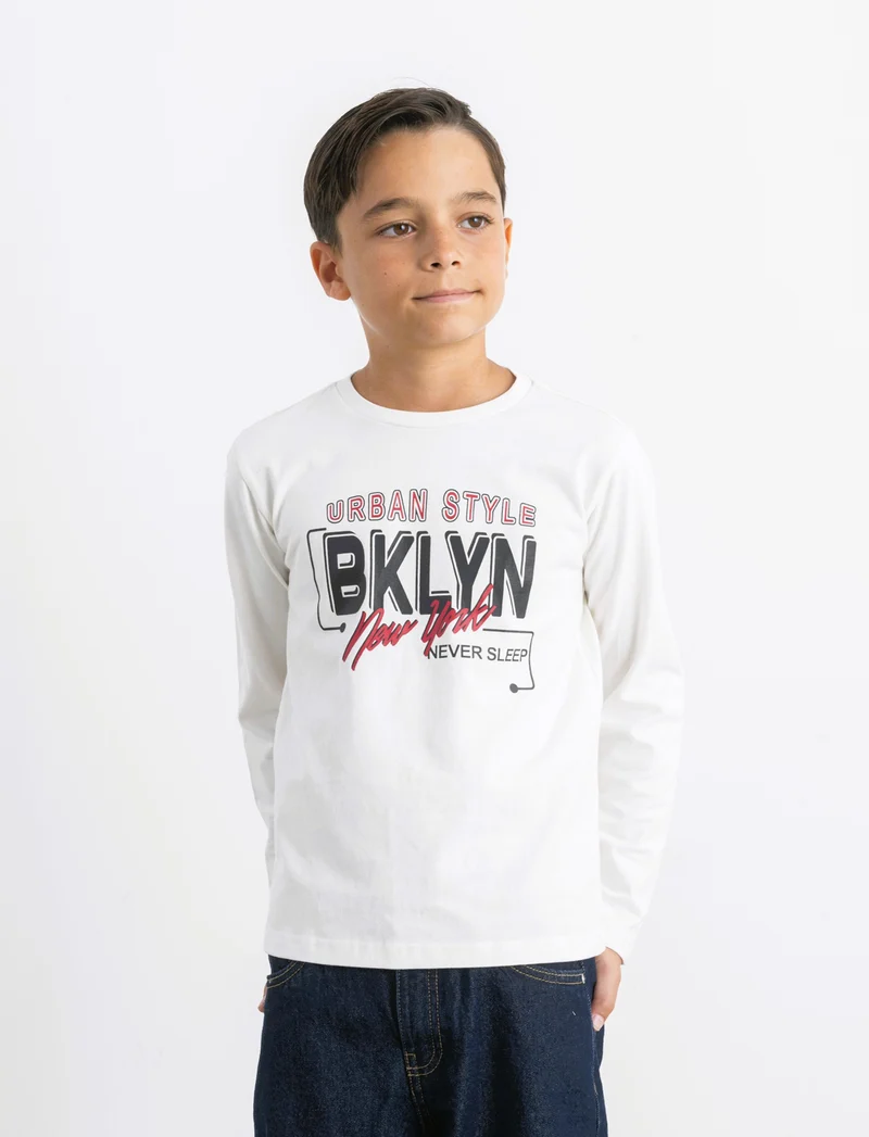 T-SHIRT MANICA LUNGA - Bianco latte