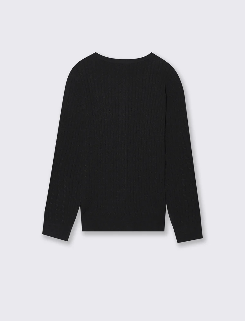 Cardigan girocollo - Nero