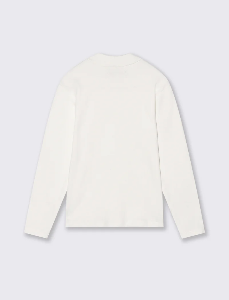 T-shirt mezzo collo caldo cotone. - Bianco sporco