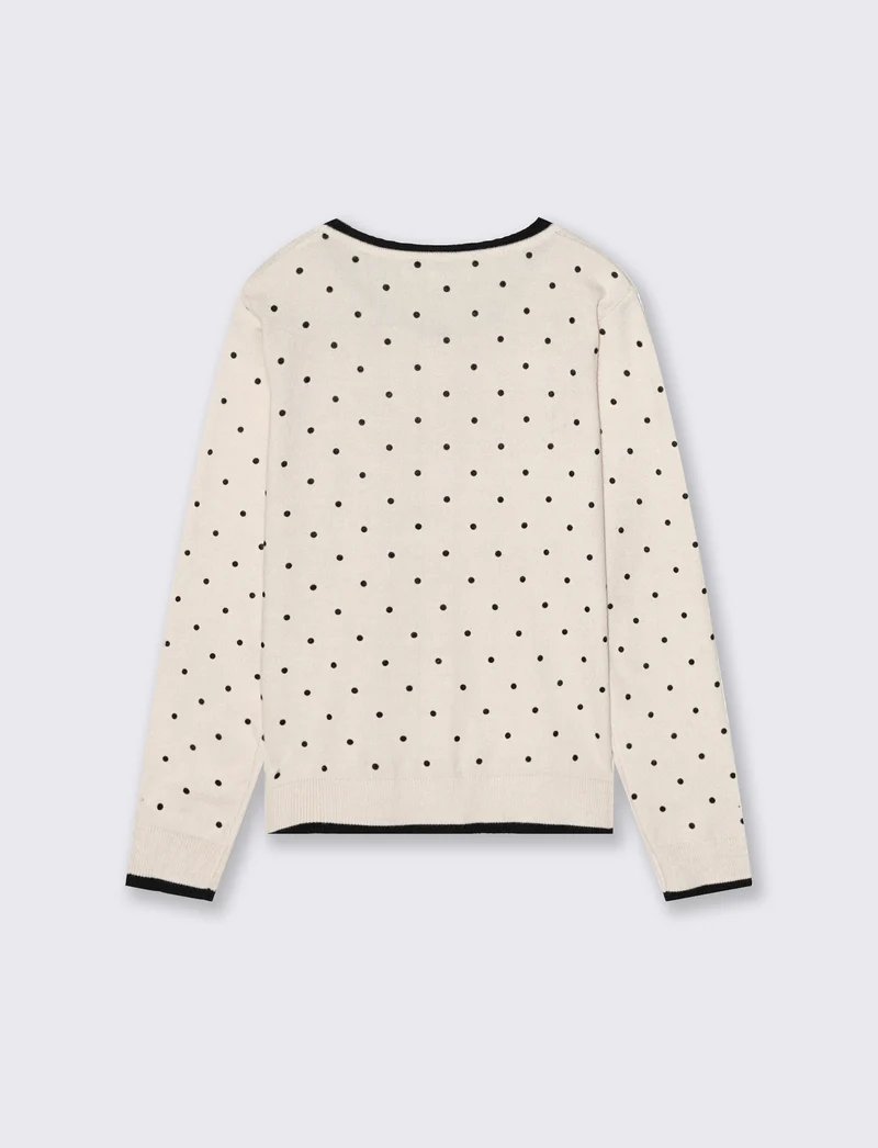Cardigan in maglia manica lunga. - Beige