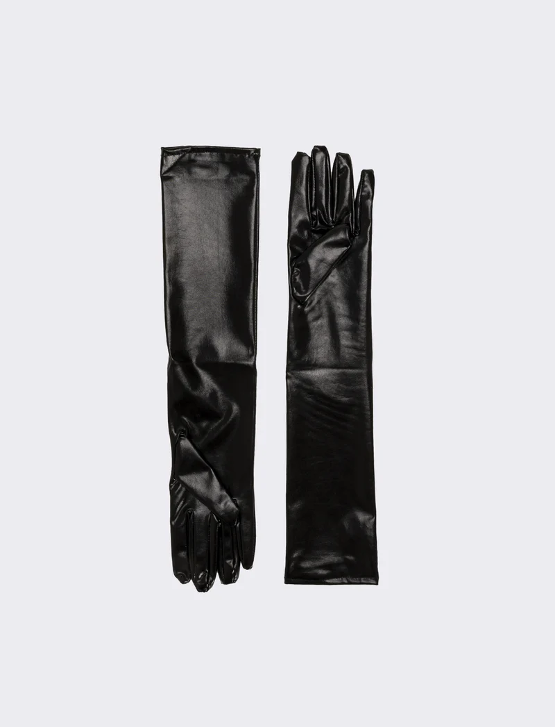 Guanto lungo spalmato 50 cm donna - Nero