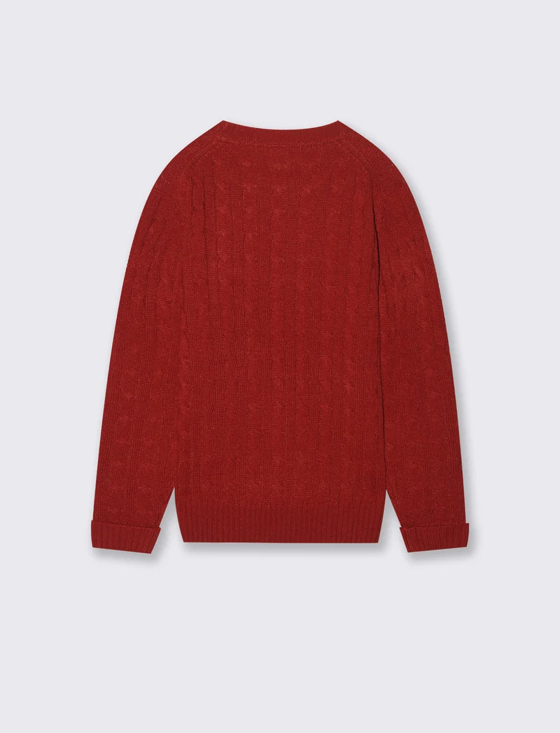 Maglia girocollo a traccia. - Rosso