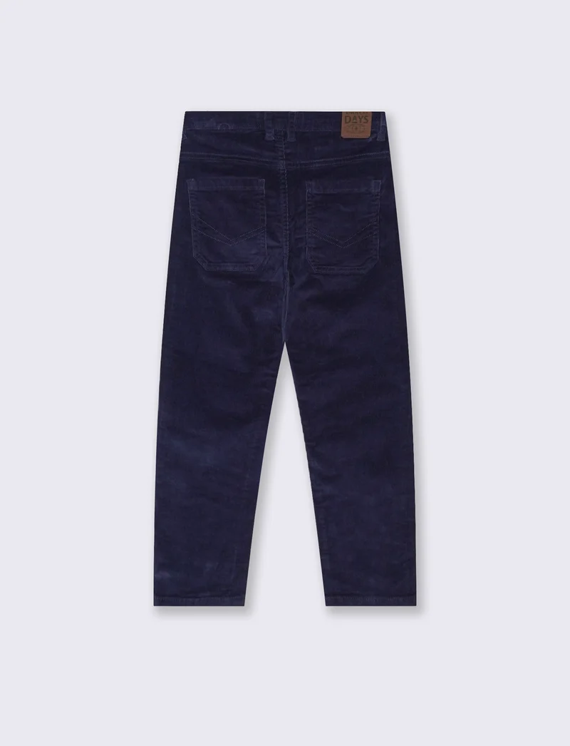 Pantalone 5 tasche in velluto a coste. - Blu