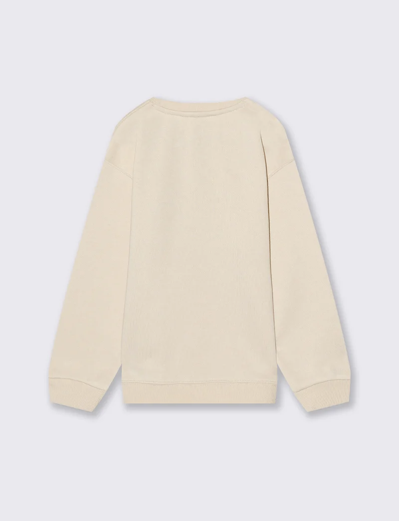 Felpa full zip con stampa. - Beige