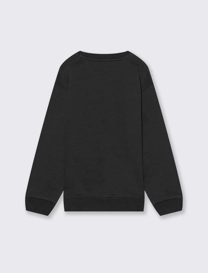 Felpa full zip con stampa. - Nero