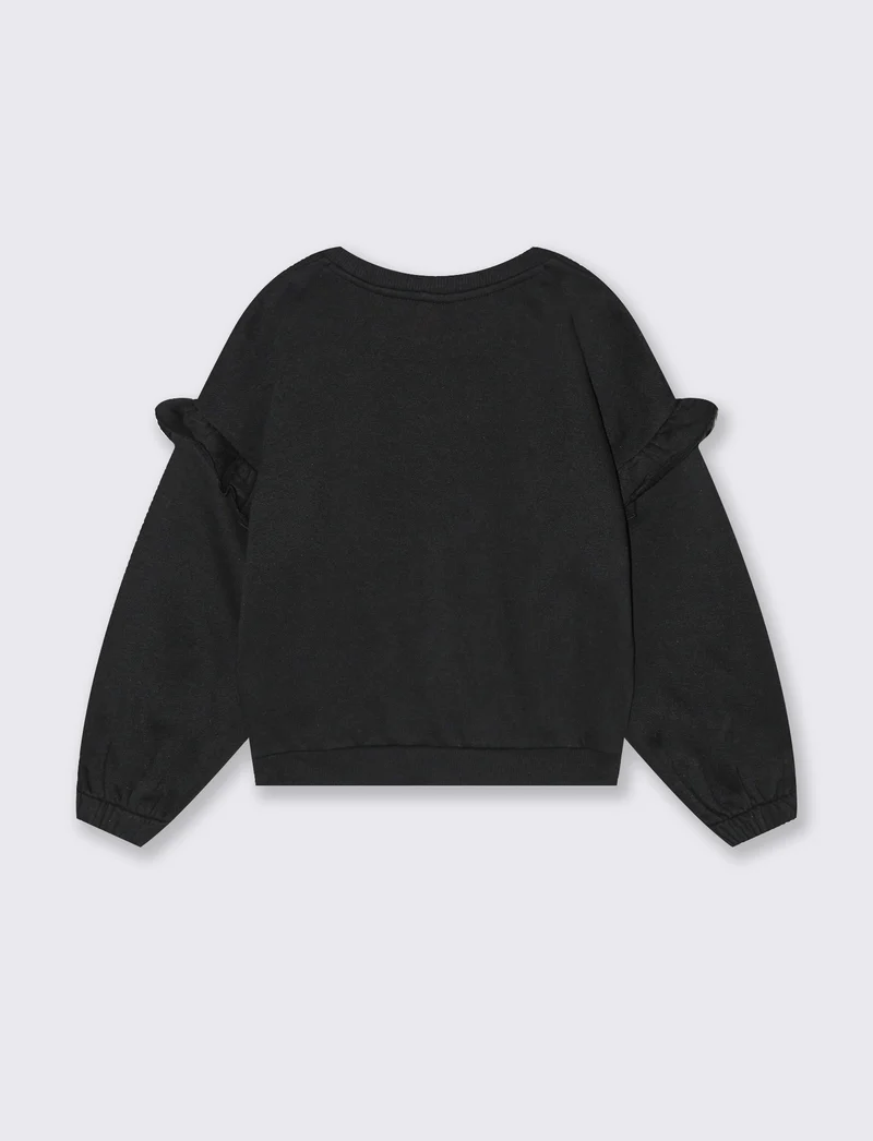 Felpa con stampa lucida e paillettes - Nero