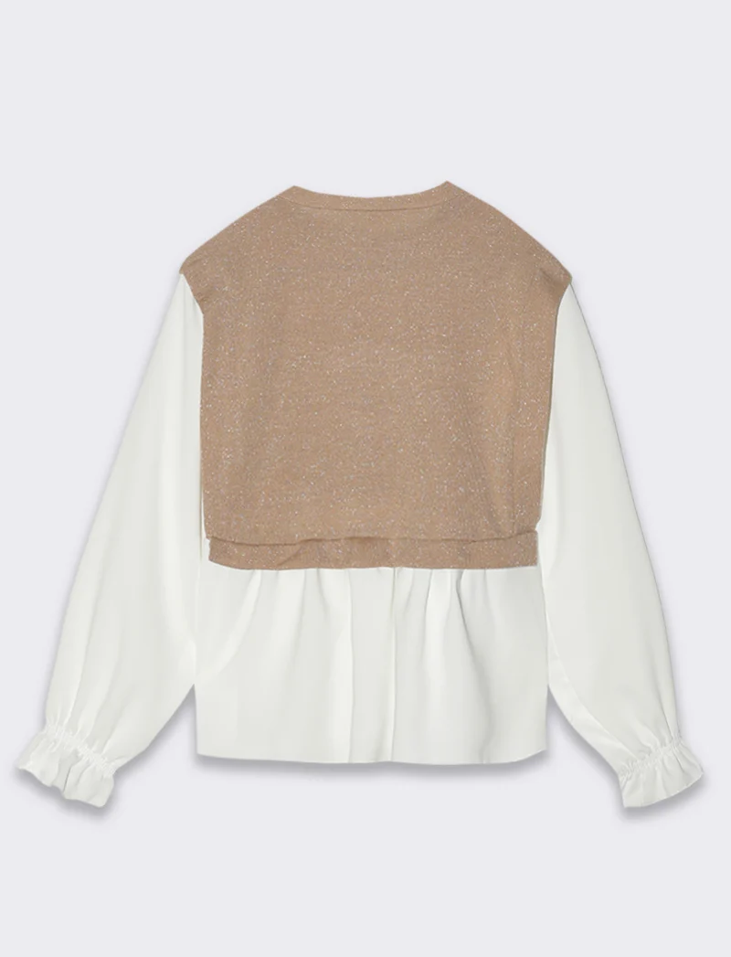 Blusa elegante da bambina. - Beige