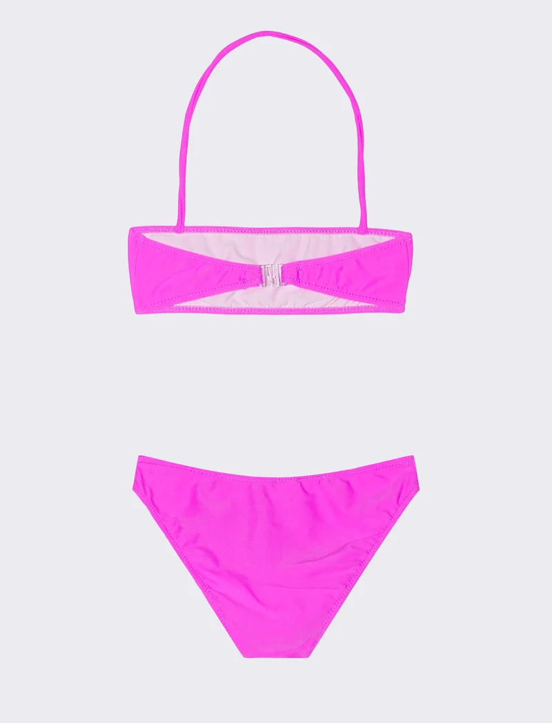Bikini da bambina con decorazione in strass. - Viola